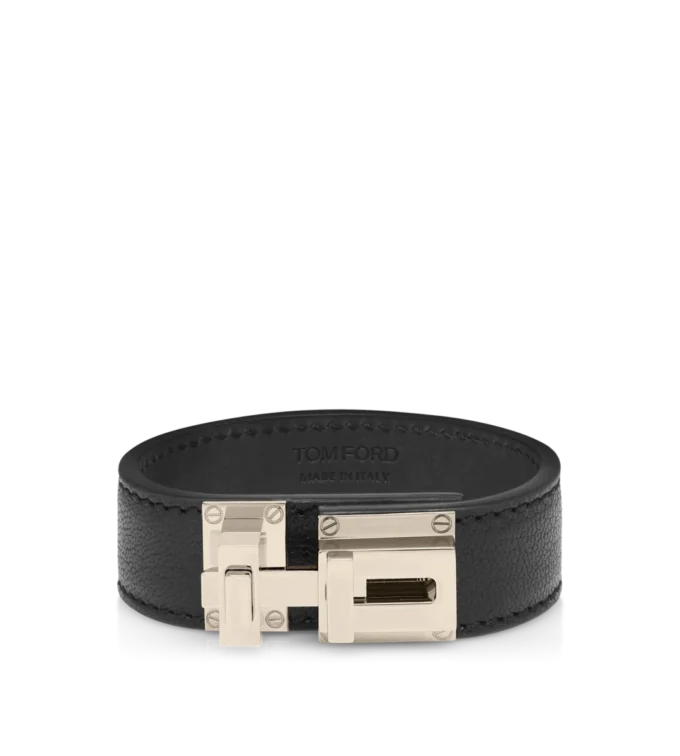 Geschmeidiges T-Verschluss-Armband aus genarbtem Leder Geschmeidiges T-Verschluss-Armband aus genarbtem Leder