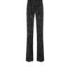 Gestreifte, lockere, plissierte, gerade Hose aus Wolle und Baumwolle Gestreifte, lockere, plissierte, gerade Hose aus Wolle und Baumwolle