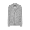 Gestreiftes Seiden-Pyjamahemd mit Paspelierung und tonalem TF-Sticklogo Gestreiftes Seiden-Pyjamahemd mit Paspelierung und tonalem TF-Sticklogo
