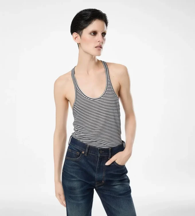 Gestreiftes Tanktop mit tonalem TF-Sticklogo