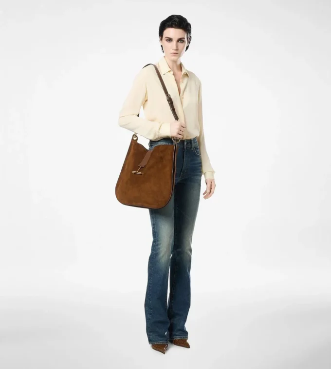 Gewaschenes Seiden-Georgette-Hemd mit tonalem TF-Sticklogo