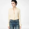 Gewaschenes Seiden-Georgette-Hemd mit tonalem TF-Sticklogo
