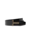 Glattes Leder mit Emaille-Schnalle T-Gürtel