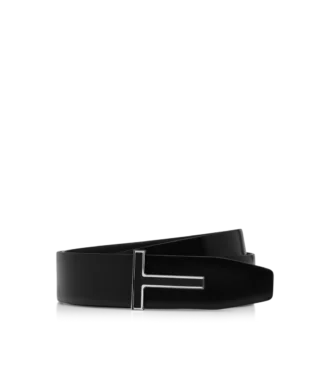 Glattes Leder mit Emaille-Schnalle T-Gürtel