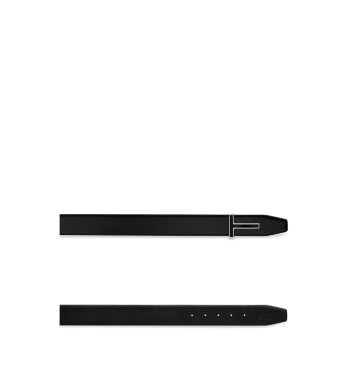 Glattes Leder mit Emaille-Schnalle T-Gürtel
