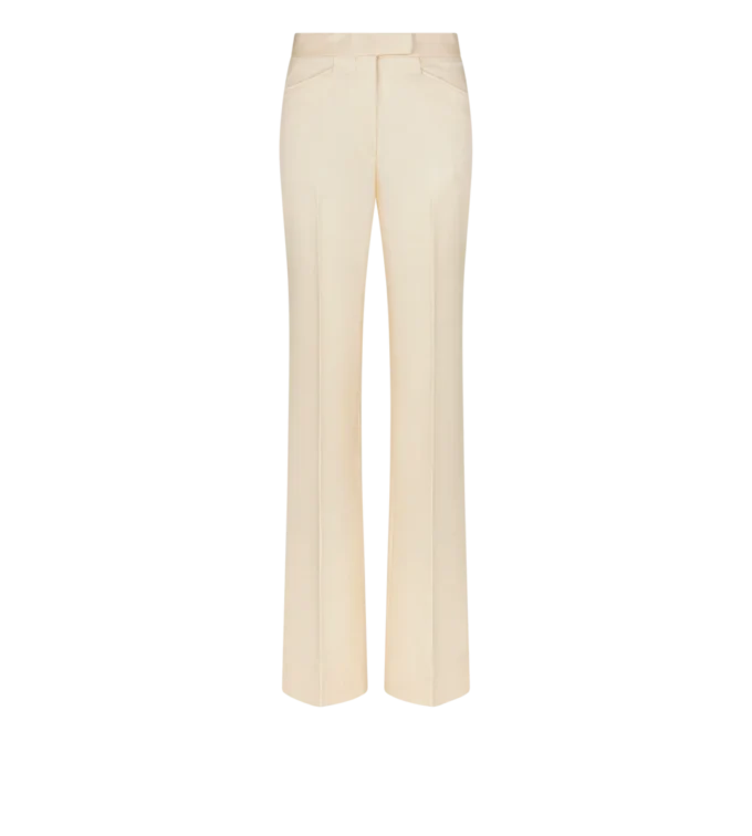 Glänzende Barathea-Seidenwolle, maßgeschneiderte Tuxedo-Hose mit weitem Bein Glänzende Barathea-Seidenwolle, maßgeschneiderte Tuxedo-Hose mit weitem Bein