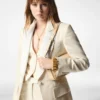 Glänzende Barathea-Seidenmischung „Bianca” Einreihige Smokingjacke Glänzende Barathea-Seidenmischung „Bianca” Einreihige Smokingjacke