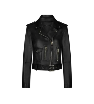 Glänzende Bikerjacke aus Plonge-Leder