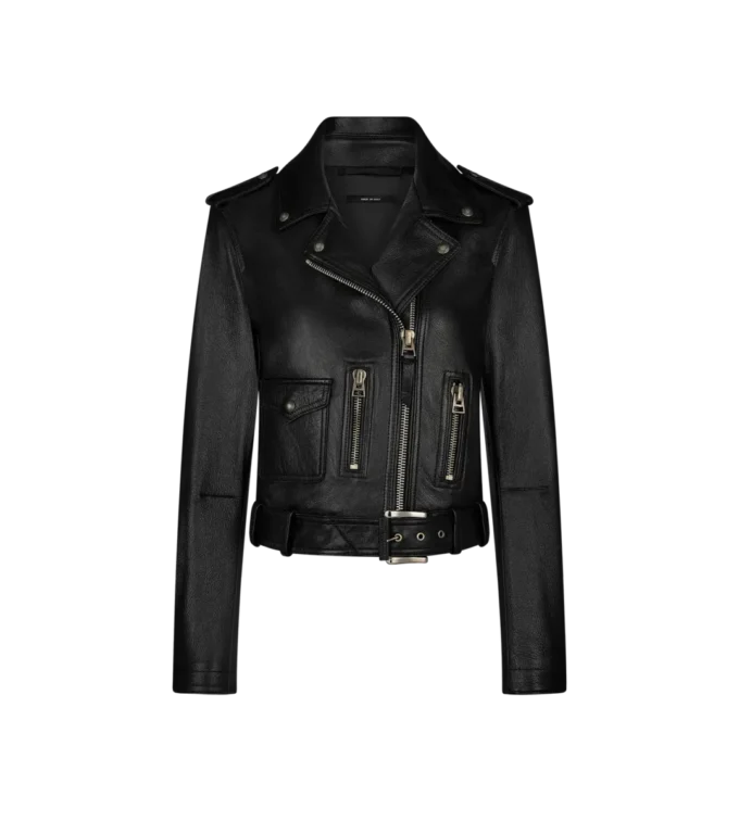 Glänzende Bikerjacke aus Plonge-Leder