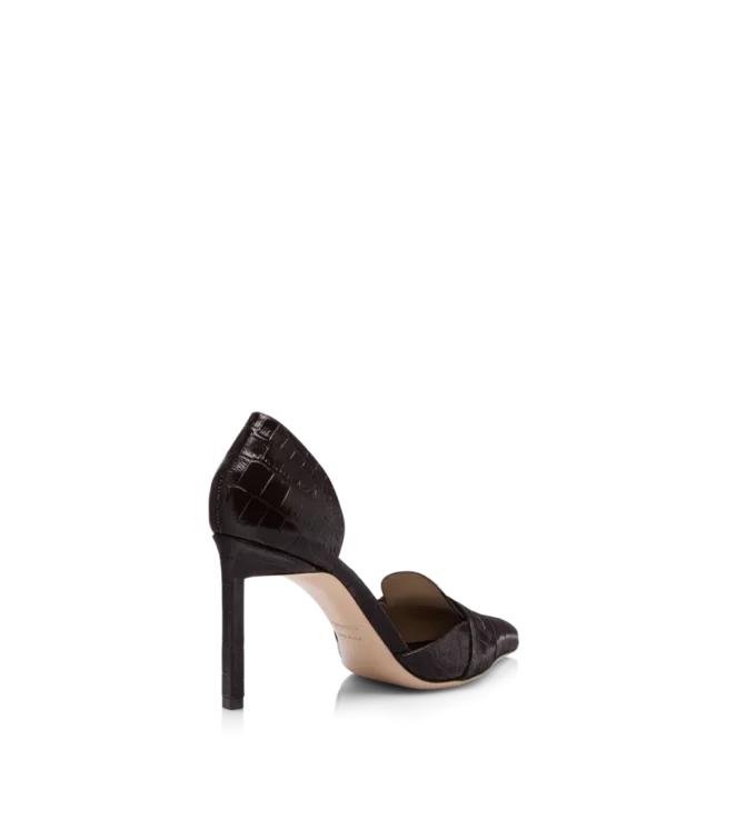 Glänzende Eva D’Orsay Pumps aus geprägtem Krokodilleder Glänzende Eva D’Orsay Pumps aus geprägtem Krokodilleder