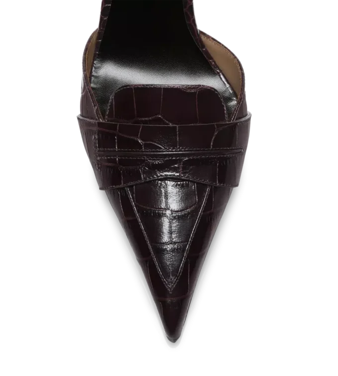 Glänzende Eva D’Orsay Pumps aus geprägtem Krokodilleder Glänzende Eva D’Orsay Pumps aus geprägtem Krokodilleder