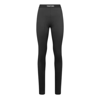 Glänzende Jersey-Leggings mit Signatur