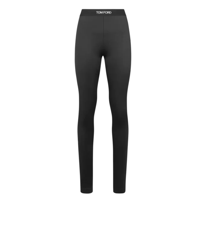 Glänzende Jersey-Leggings mit Signatur