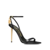 Glänzende Leder-Sandalen mit spitzen Zehen und Vorhängeschloss-Verzierung Glänzende Leder-Sandalen mit spitzen Zehen und Vorhängeschloss-Verzierung