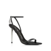 Glänzende Leder-Sandalen mit spitzen Zehen und Vorhängeschloss-Verzierung Glänzende Leder-Sandalen mit spitzen Zehen und Vorhängeschloss-Verzierung
