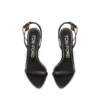 Glänzende Leder-Sandalen mit spitzen Zehen und Vorhängeschloss-Verzierung Glänzende Leder-Sandalen mit spitzen Zehen und Vorhängeschloss-Verzierung