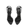 Glänzende Leder-Sandalen mit spitzen Zehen und Vorhängeschloss-Verzierung Glänzende Leder-Sandalen mit spitzen Zehen und Vorhängeschloss-Verzierung