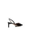 Glänzende Leder-Slingback-Sandalen mit T-Verschluss Glänzende Leder-Slingback-Sandalen mit T-Verschluss