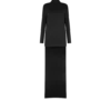 Glänzendes Cocktailkleid aus Crêpe mit Stehkragen Glänzendes Cocktailkleid aus Crêpe mit Stehkragen