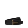 Grain Leather Insert Buckle T Belt