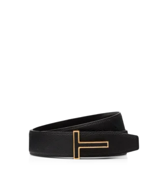 Grain Leather Insert Buckle T Belt
