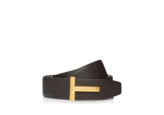 Grain Leather Ridge Buckle T Belt