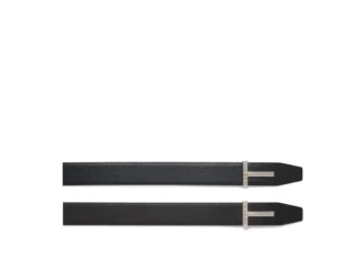Grain Leather Ridge Buckle T Belt