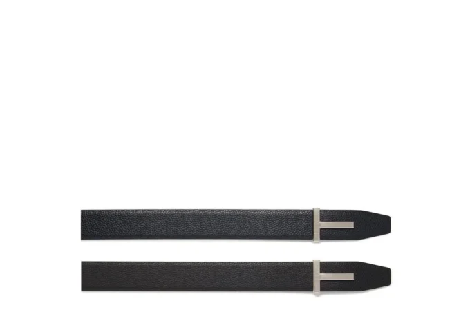 Grain Leather Ridge Buckle T Belt Grain Leather Ridge Buckle T Belt
