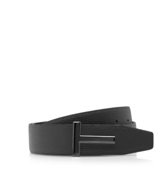 Grain Leather T Icon Belt