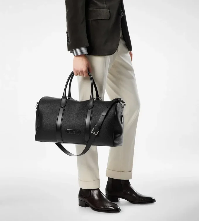 Grain Leather Wide Opening Medium Duffle