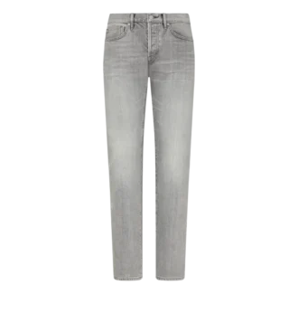Graue Stretch-Jeans mit gerader Passform