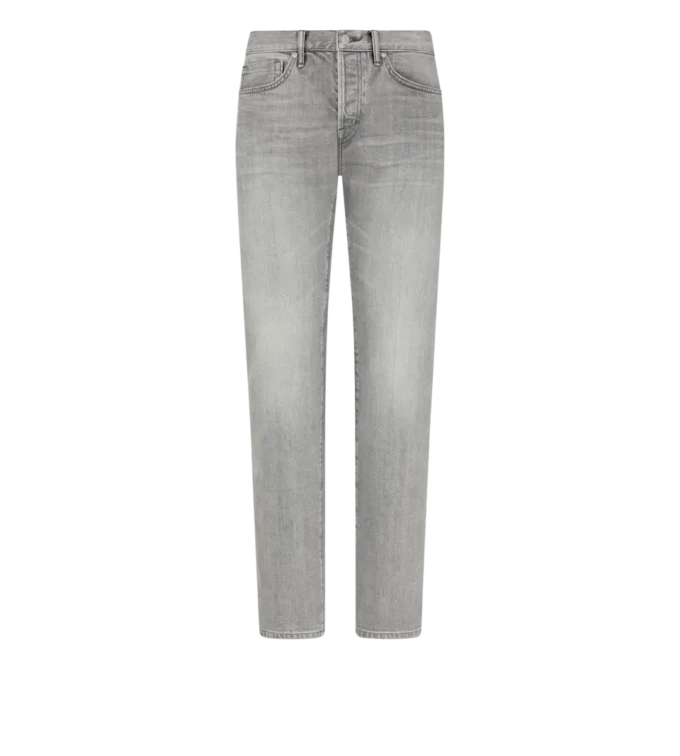 Graue Stretch-Jeans mit gerader Passform