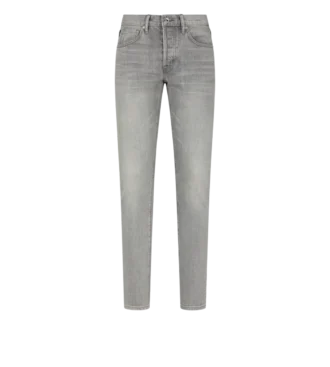 Graue Stretch-Slim-Fit-Jeans mit Webkante
