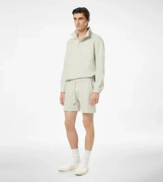 Halbknopf-Pullover aus Baumwolle, Seide und Kaschmir