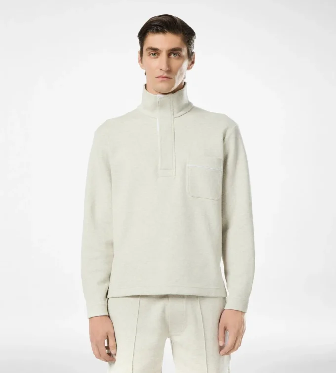 Halbknopf-Pullover aus Baumwolle, Seide und Kaschmir Halbknopf-Pullover aus Baumwolle, Seide und Kaschmir