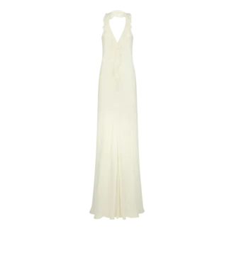 Halterneck-Abendkleid mit Rüschendetails
