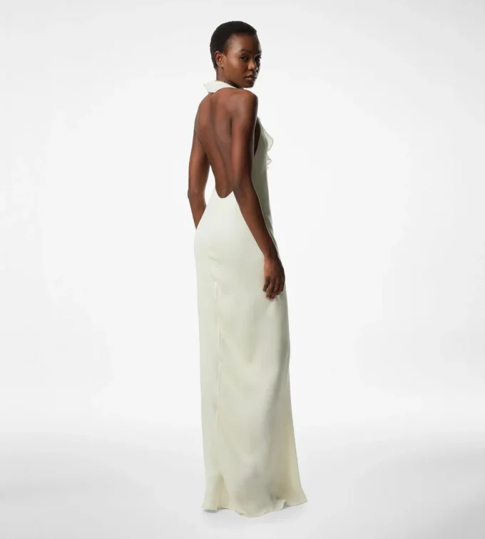 Halterneck-Abendkleid mit Rüschendetails Halterneck-Abendkleid mit Rüschendetails