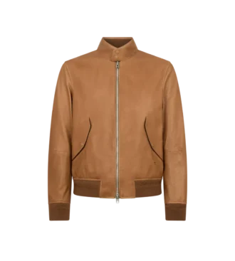 Harrington-Jacke aus genarbtem Leder