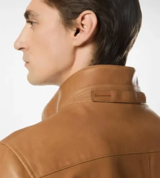Harrington-Jacke aus genarbtem Leder