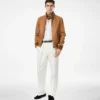 Harrington-Jacke aus genarbtem Leder
