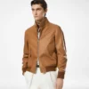 Harrington-Jacke aus genarbtem Leder