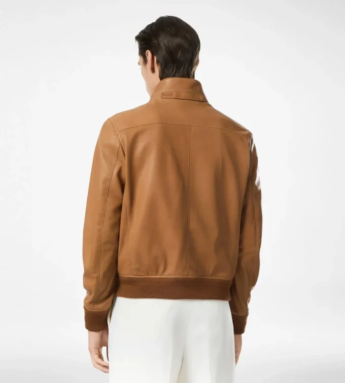 Harrington-Jacke aus genarbtem Leder