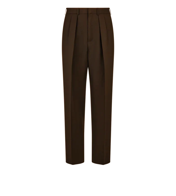 Hose mit doppelter Falte aus gebrochenem Twill Hose mit doppelter Falte aus gebrochenem Twill