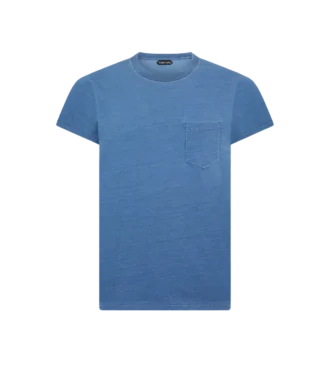 Indigo-gefärbtes T-Shirt mit Rundhalsausschnitt