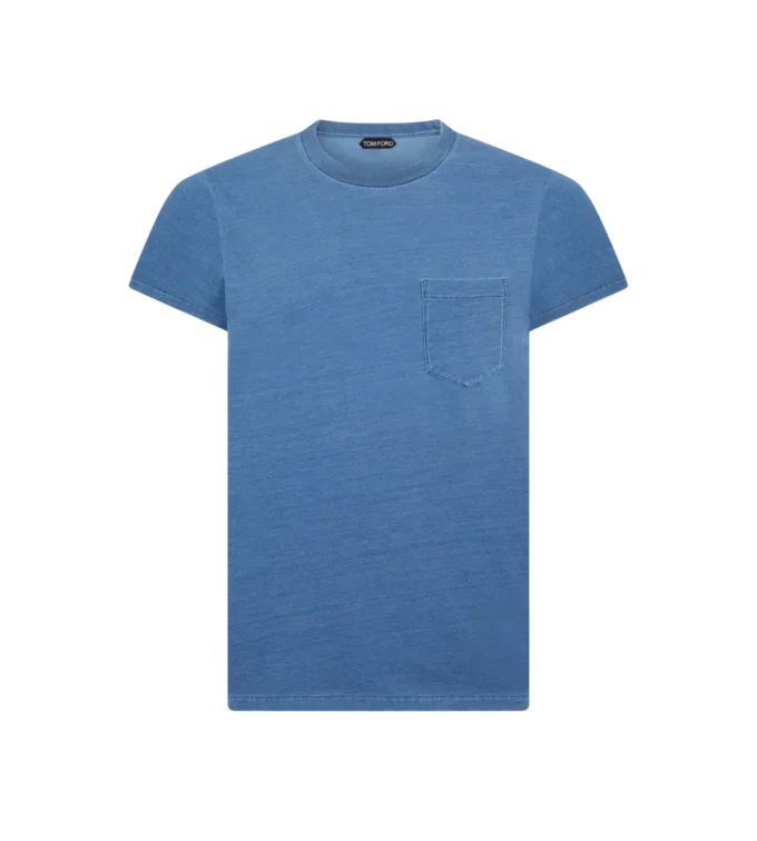 Indigo-gefärbtes T-Shirt mit Rundhalsausschnitt
