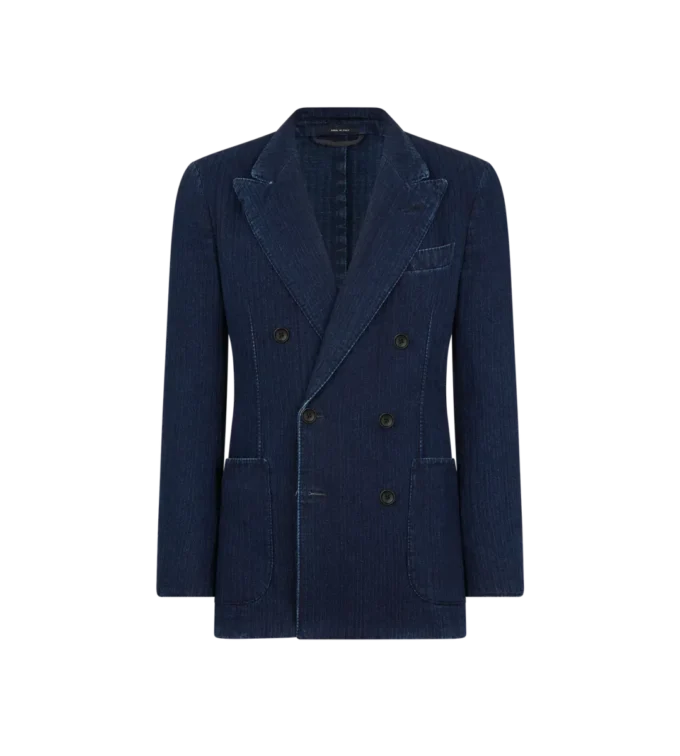 Indigo-Jacke mit Fischgrätenmuster Indigo-Jacke mit Fischgrätenmuster