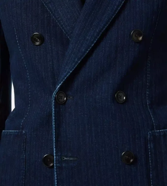 Indigo-Jacke mit Fischgrätenmuster Indigo-Jacke mit Fischgrätenmuster