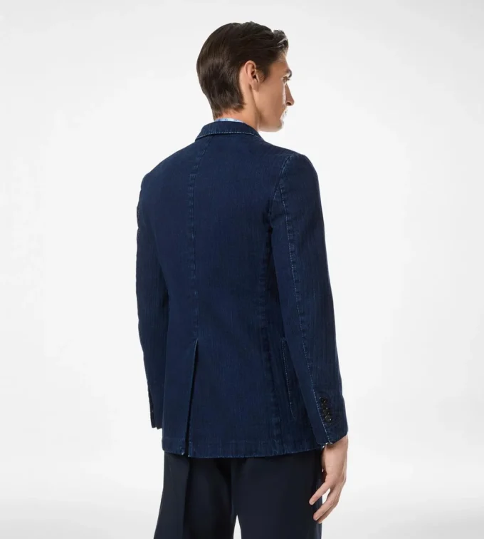 Indigo-Jacke mit Fischgrätenmuster Indigo-Jacke mit Fischgrätenmuster