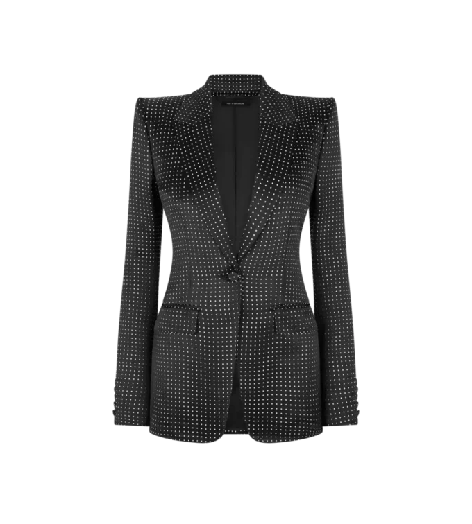 Jacquard-Polka-Dot-Duchesse-Einreiherjacke