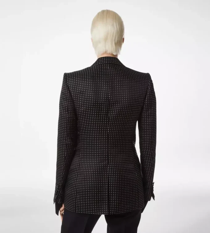 Jacquard-Polka-Dot-Duchesse-Einreiherjacke